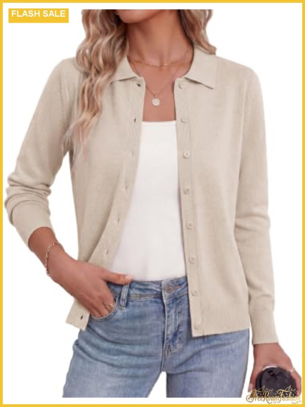 Lightweight Button Down Lapel Collar Cardigan Sweater